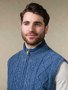 Windproof Aran Style Bodywarmer - Denim