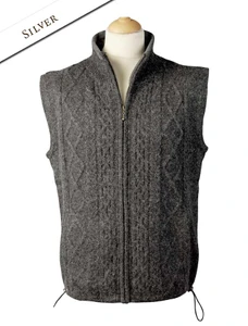 Windproof Aran Style Bodywarmer - Silver