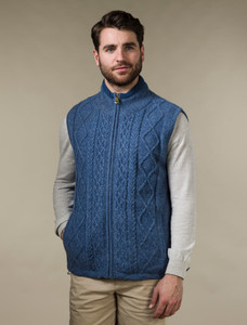 Windproof Aran Style Bodywarmer - Denim