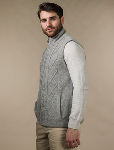 Windproof Aran Style Bodywarmer - Grey
