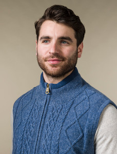 Windproof Aran Style Bodywarmer - Denim