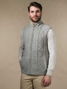 Windproof Aran Style Bodywarmer - Grey