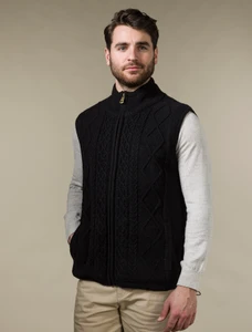 Windproof Aran Style Bodywarmer - Black