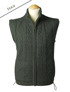 Windproof Aran Style Bodywarmer - Fern