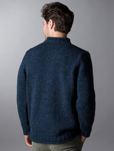 Men's Donegal Tweed 2 Button Sweater  - Denim