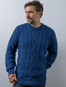 Merino Wool Diamond Sweater Mens - Blue Marl