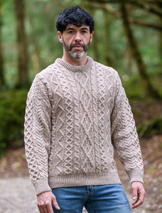 Merino Wool Diamond Sweater Mens - Parsnip