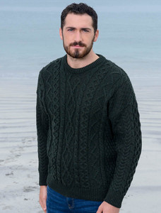 Merino Wool Diamond Sweater Mens - Army Green