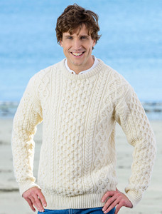 Wool Cashmere Aran Sweater - Natural White