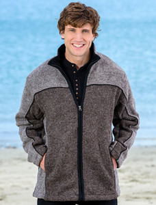 Men's Fleece Lined Wool Jacket  - Brown