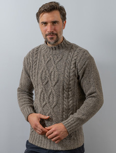Wool Cashmere Aran Mock Turtleneck Sweater - Rocky Ground