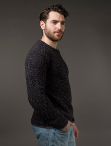 Merino Textured Crew Neck Sweater - Charcoal
