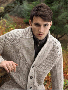 Merino Wool Ribbed Shawl Neck Cardigan - Oatmeal