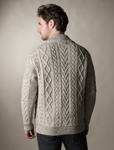 Full Zip Cardigan with Patches  - Oatmeal