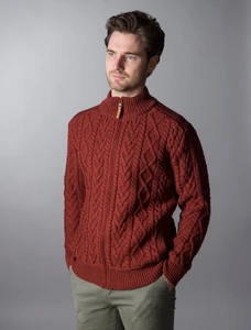 Full Zip Cardigan with Patches - sienna
