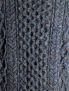 Pattern Detail from Wool Cashmere Aran Troyer Sweater