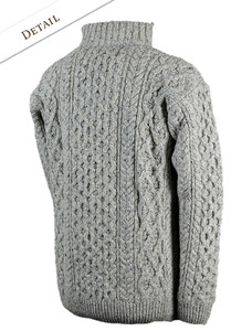 Back Detail of Wool Cashmere Aran Troyer Sweater