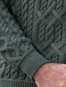Aran Zip Shawl Neck Sweater - Pattern