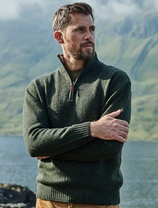 Donegal Blend Zip Neck Sweater - Foliage Green