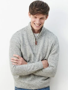 Donegal Blend Zip Neck Sweater - Flannel Grey