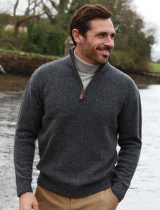 Donegal Blend Zip Neck Sweater - Graphite