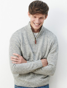 Donegal Blend Zip Neck Sweater - Flannel Grey