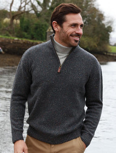 Donegal Blend Zip Neck Sweater - Graphite