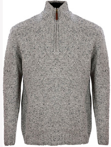 Donegal Blend Zip Neck Sweater - Flannel Grey