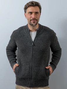 Men's Merino Ribbed Cardigan - Graphite