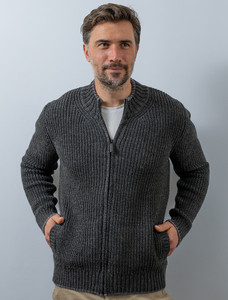Men's Merino Ribbed Cardigan - Graphite