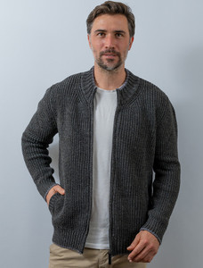 Men's Merino Ribbed Cardigan - Graphite