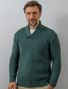 Men's Textured Shawl Collar Sweater - Evergreen