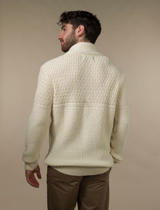 Men's Textured Shawl Collar Sweater - Natural White