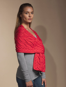 Super Soft Cabled Shawl - Coral