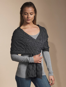 Super Soft Cabled Shawl - slate grey