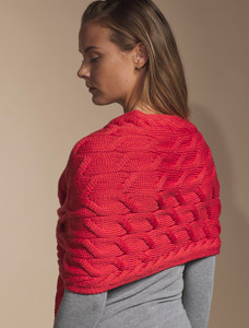 Super Soft Cabled Shawl - Coral