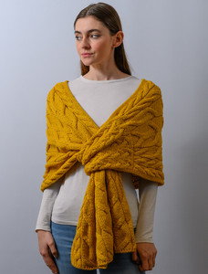 Super Soft Cabled Shawl - Yellow