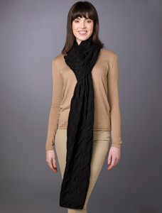 Super Soft Cabled Shawl - Black