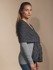 Super Soft Cabled Shawl - Slate Grey