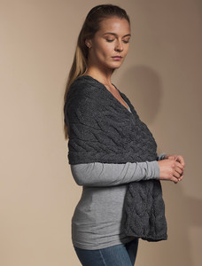 Super Soft Cabled Shawl - Slate Grey