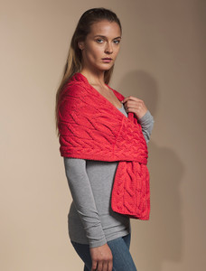 Super Soft Cabled Shawl - Coral