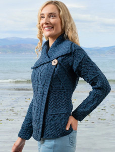 Patchwork Cardigan with Collar -Atlantic