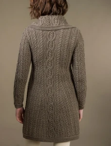 Large Collar Aran Coat - Brown