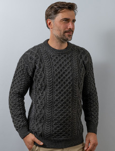 Heavyweight Merino Wool Aran Sweater - Graphite