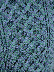 Pattern Detail of Heavyweight Merino Wool Aran Sweater