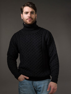 Mens Wool Turtleneck Sweater - Black
