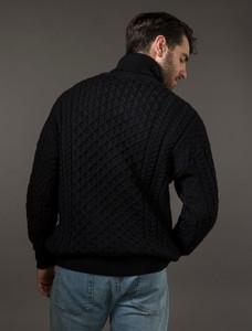Mens Wool Turtleneck Sweater - Black
