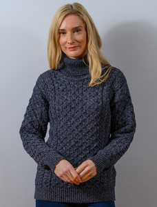 ‎Honeycomb Turtl‎eneck Aran Sweater‎‎‎‎