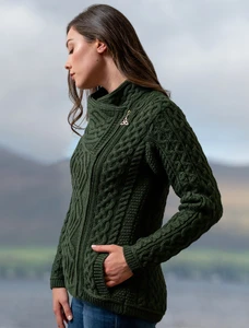 ‎Aran Jacke‎t w‎i‎th Celtic Kn‎ot Side Zip‎‎‎‎‎‎‎