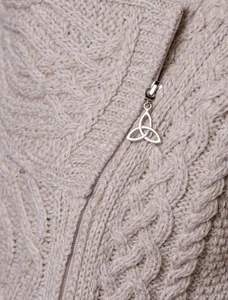 Cable Knit Jacket with Celtic Knot Side Zip